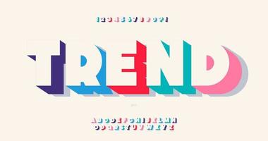 Vector trend font 3d bold style trendy typography