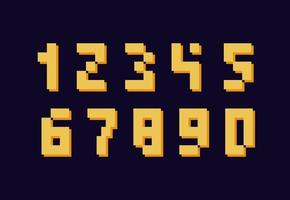 number set 3d bold pixel style modern typography vector