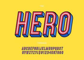 Vector hero font 3d bold style