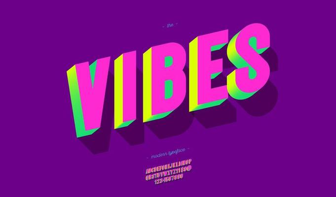 Vector vibes font 3d bold style