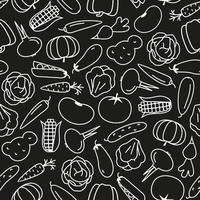 vegetable pattern line style on black background vector