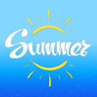 Summer card with yellow sun on blue background vector