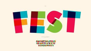 Fest font color style trendy typography vector