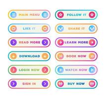Button set line style with user interface icon vector