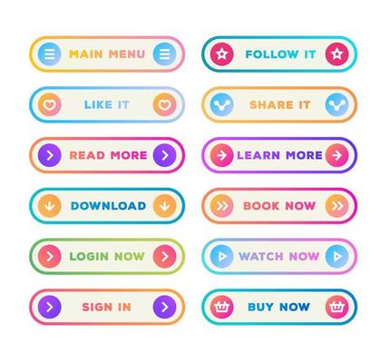Button set line style with user interface icon