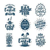 Happy easter emblem set typography style isolated on background for greeting card vector