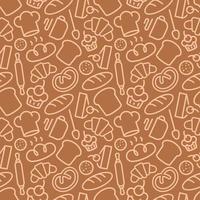 Bakery seamless pattern consisting of food and baking accessories vector
