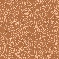 Bakery seamless pattern consisting of food and baking accessories vector