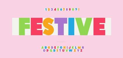 Festive font bold style cute color vector