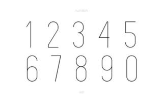 number set 3d thin style modern typography vector