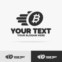 Vector flying bitcoin logo set isolated on background