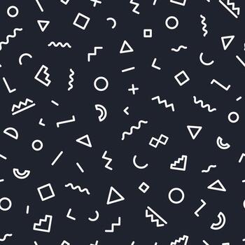 Memphis seamless pattern consisting of white color shapes vector