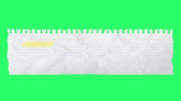 animation vitt pappersfält för text på grön bakgrund. video