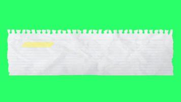 Animation white paper bar for text on green background. video