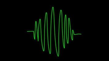 effet d'onde sonore de néon vert d'animation sur fond noir.