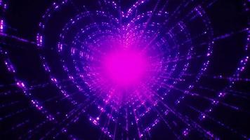los corazones de luz púrpura de animación forman un aislamiento flotante para el fondo del día de san valentín.