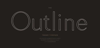 Outline font sans serif style modern typography vector