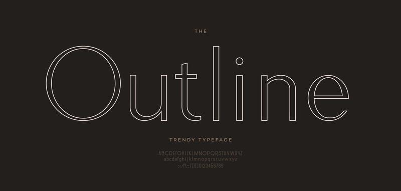 Outline font sans serif style modern typography