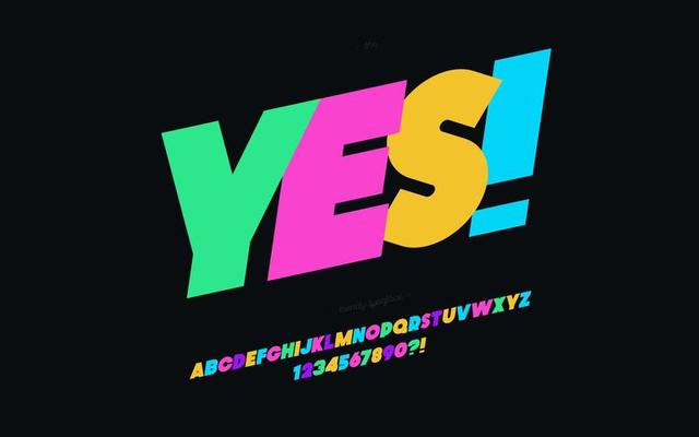 Vector font bold neon color style