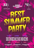 Summer party poster for electronic music fest vector