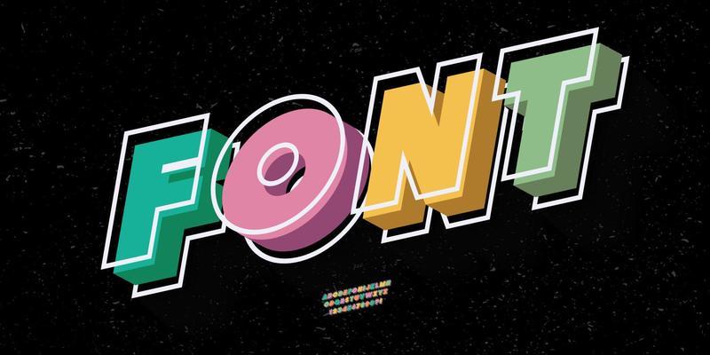 Vector font slanted 3d bold style modern typography