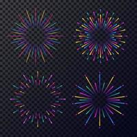 Vector neon stars set isolated on transparent background.