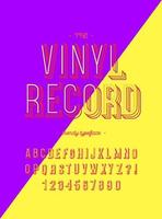 Vinyl record modern trendy typeface 3d colorful style vector
