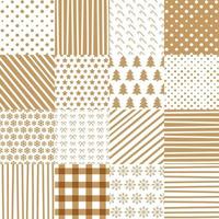 Christmas background set gold color consisting of christmas tree, snowflake, star, candy vector