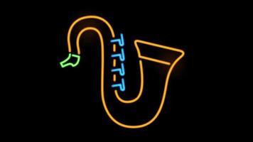 animation saxophone néon isoler sur fond vert.
