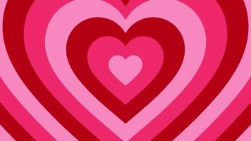 Animation pink light hearts shape on black background.