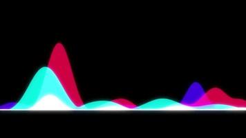 Animation red and blue nois wave isolate on black background. video