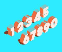 Number set 3d isometric bold style vector