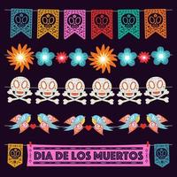 Dia de los muertos decoration garlands set vector