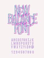 New balance original typeface modern colorful line style vector