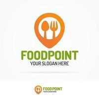 Food point logo set consisting of spoon, fork and pin for use cafe vector
