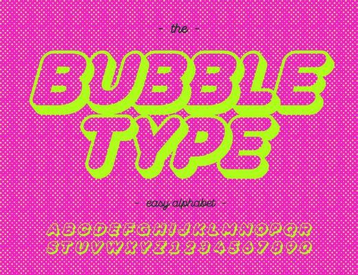 Bubble type modern typography on pink background