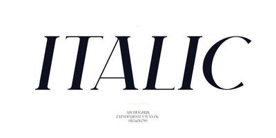 Elegant italic font sans serif style modern typography vector