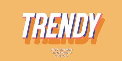 Vector trendy font 3D bold cute style