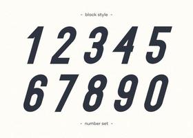 Set of numbers bold slanted style vector