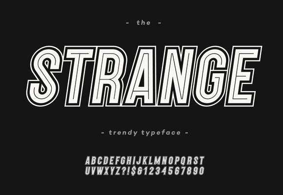 Vector bold strange alphabet