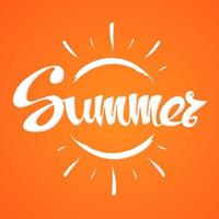 tarjeta de verano con sol sobre fondo naranja