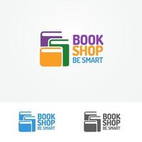 Book shop logo set consisting of books different color vector