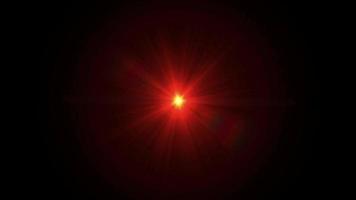 reflexo de lente de luz vermelha realista em fundo preto. video