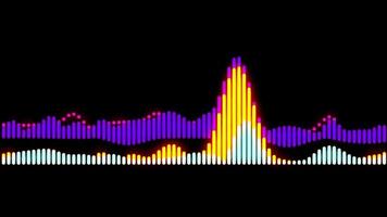 Animation purple and yellow nois wave isolate on black background. video