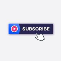 Subscribe button set with hand cursor vector