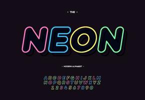 Vector neon font bold line slanted style