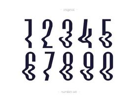 Set of vector numbers glitch effect style