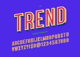 Font trend colorful 3d typography sans serif style