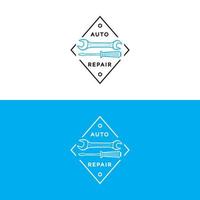 Set of auto repair logo blue black color isolated on background for auto service shop vector