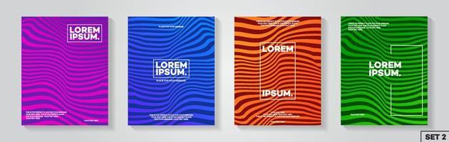 Cover design template set with abstract lines modern color gradient style for decoration flyer vector